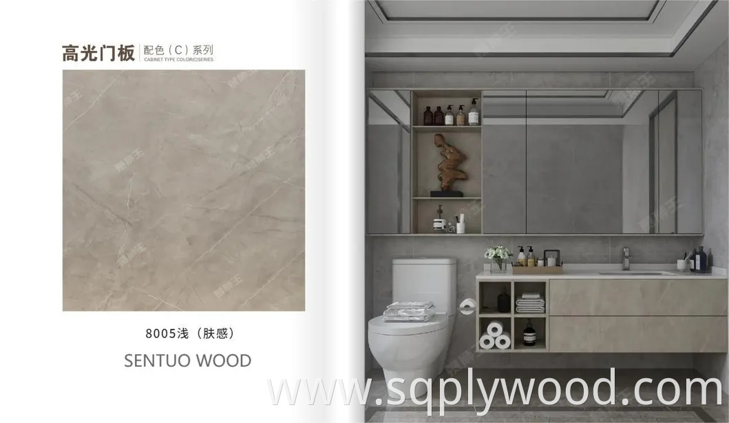 for Interior Wall Panel UV Glossy Laminated Pet Particleboard Melamine MDF